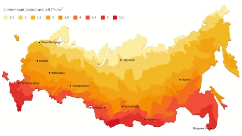 В каких регионах России строительство солнечной элетростанции самое выгодное